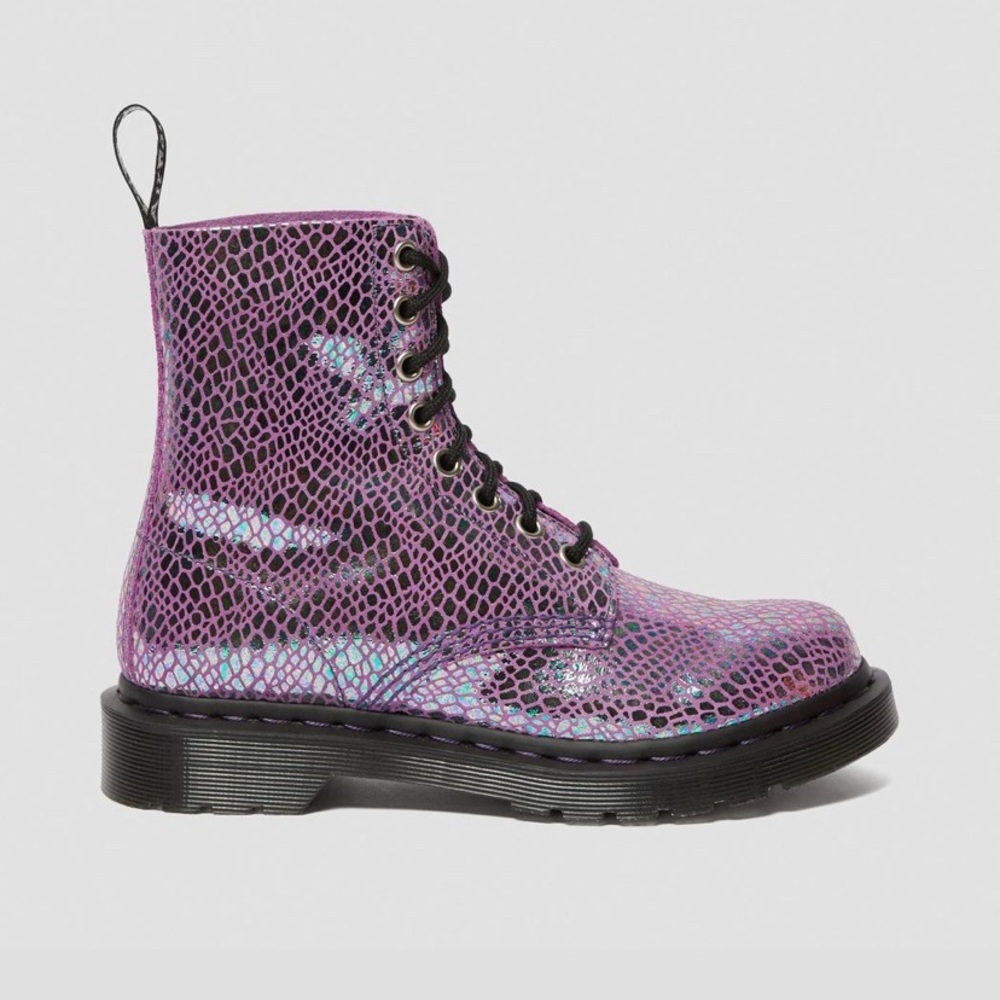 🇬🇧DR. MARTENS 1460 Pascal Purple Snake Metallic Suede Boots - Picture 4 of 16